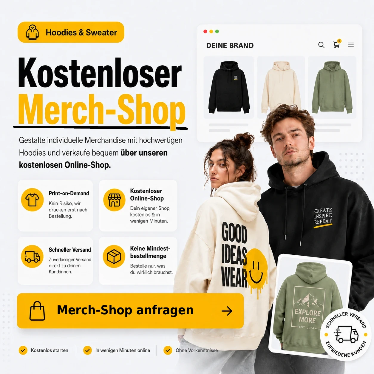 Hoodies als Merch verkaufen